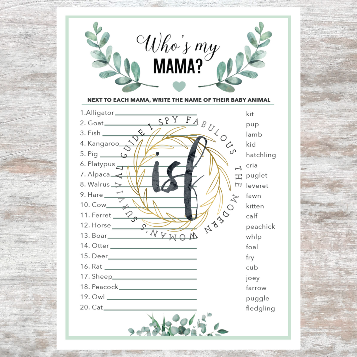 Who's My Mama Printable Baby Shower Game – ISpyFabulous
