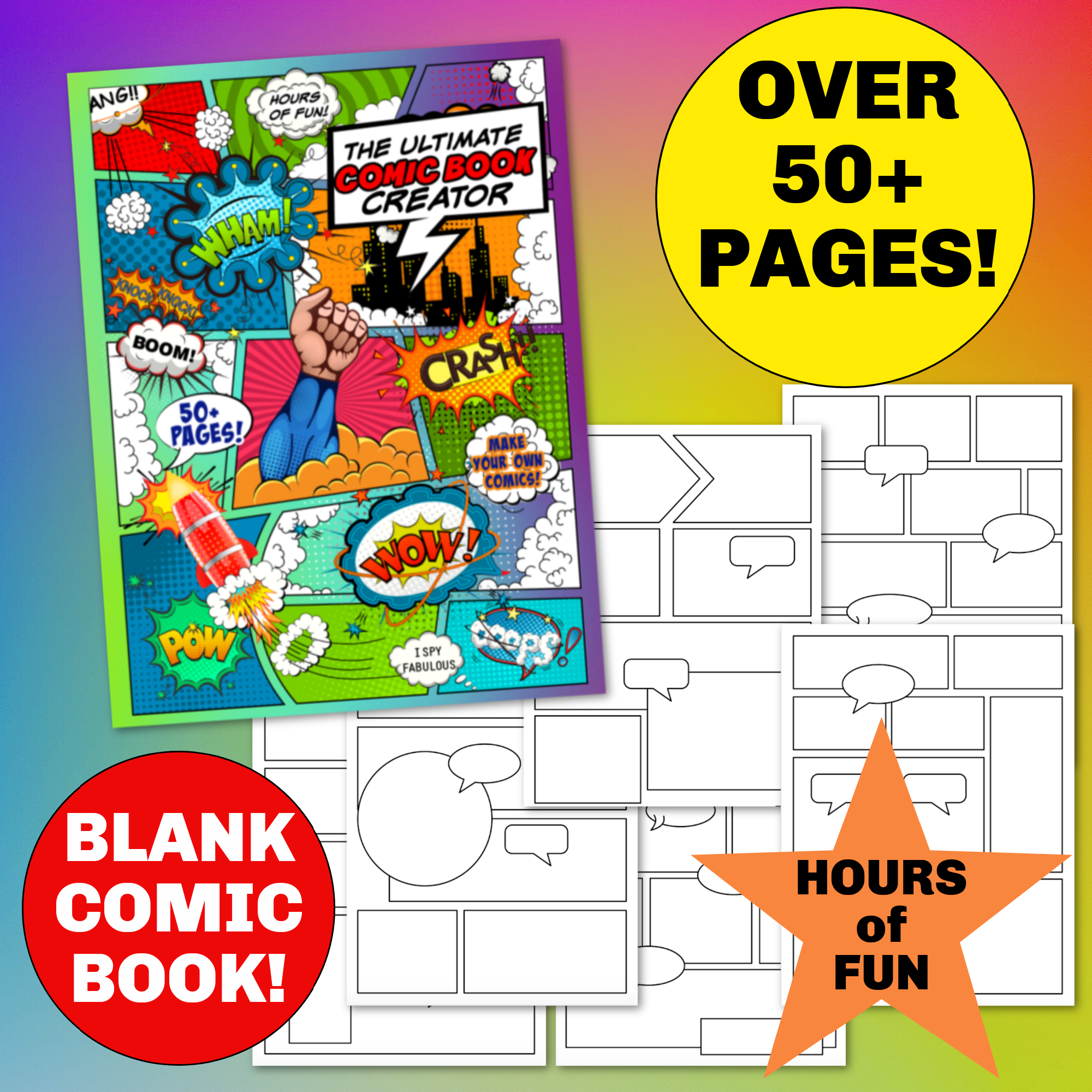 50 Blank Comic Book Pages & Free Onomatopoeia List! – ISpyFabulous