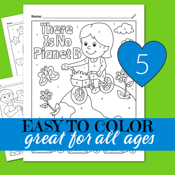 5 Earth Day Color By Number Printable Worksheets