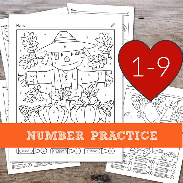 10 Fall Color By Number Printable Worksheets