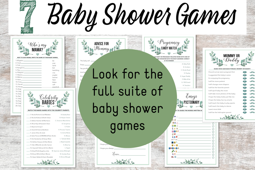 Printable Baby Shower Pictionary Game